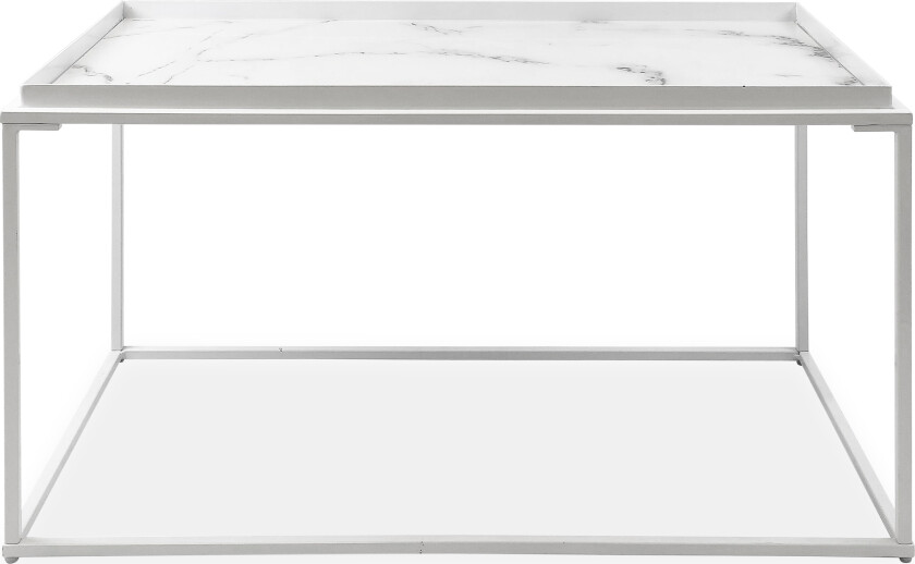 Burwick Sofabord 80 cm Marmormønster Rektangulær - Hvit/Brun