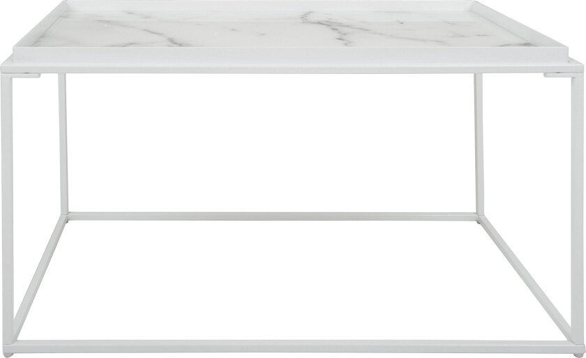 Burwick Sofabord 80 cm Marmormønster Rektangulær - Hvit