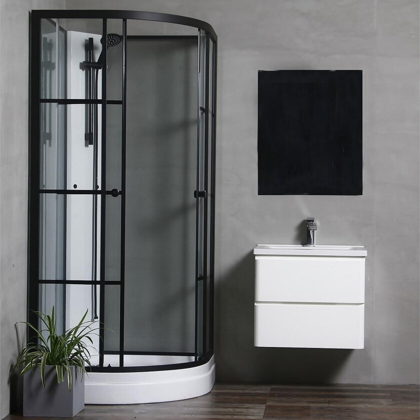 Betrakta Dusjkabinett 80x80 cm - Svart/Hvit