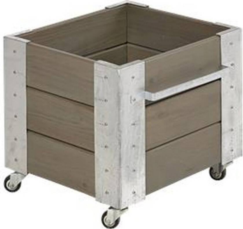 Cubic blomsterkasse 46x50x45 cm med stålhjørne og hjul -