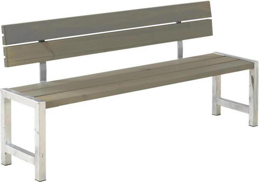 Melvin Plankebenk med Ryggstøtte - Grå