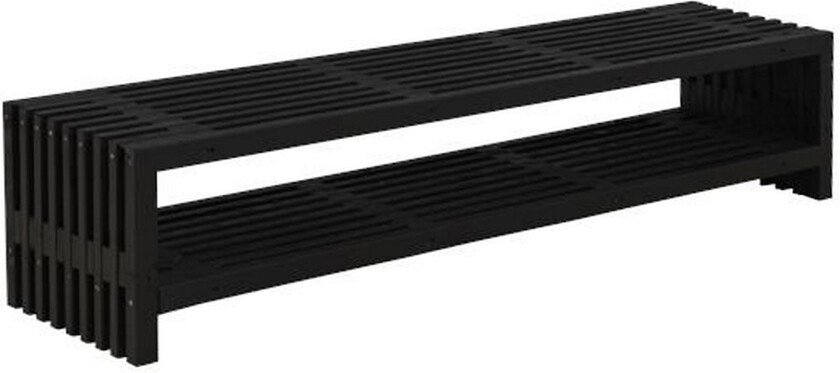 Rustikk benk Design av terrassebord 218x49x45cm m/hylle svar -