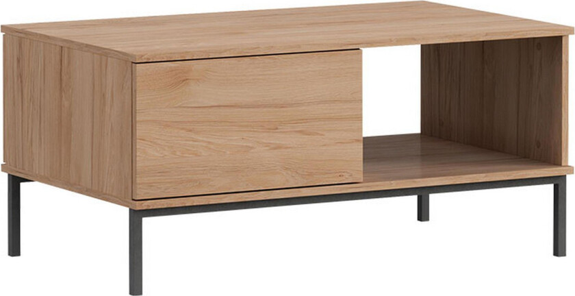 Querty Sofabord 100 cm med Oppbevaring Hylle + Skuff - Natur/Svart