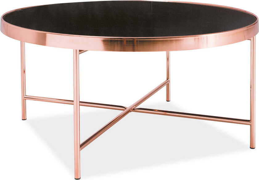 Ginana Sofabord 82 cm Rundt - Glass/Svart/Kobber