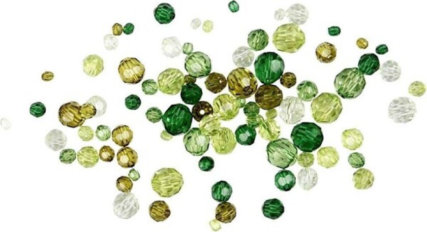 Harmoni Fasetterte Plastperler Miks Grønn 45 G