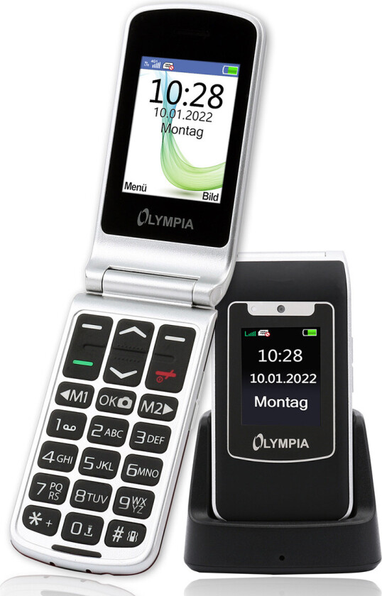 Olympia Style Duo 4G mobiltelefon med dokkingstasjon - 48 MB RAM, USB-C - Svart