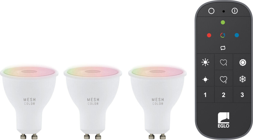 - Sett med 3x GU10, fjernkontroll - RGB + TW - Zigbee, Bluetooth