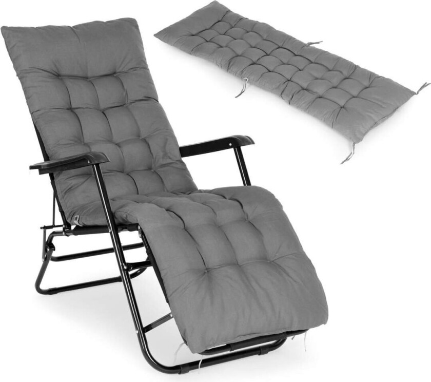 Stor grå pute til lenestol og hagestol, 160x52x5cm