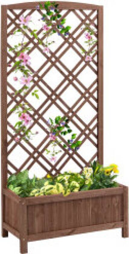 Plant Box Flower Stand With Trellis, Wood, Yellow, 60X30X122,5Cm