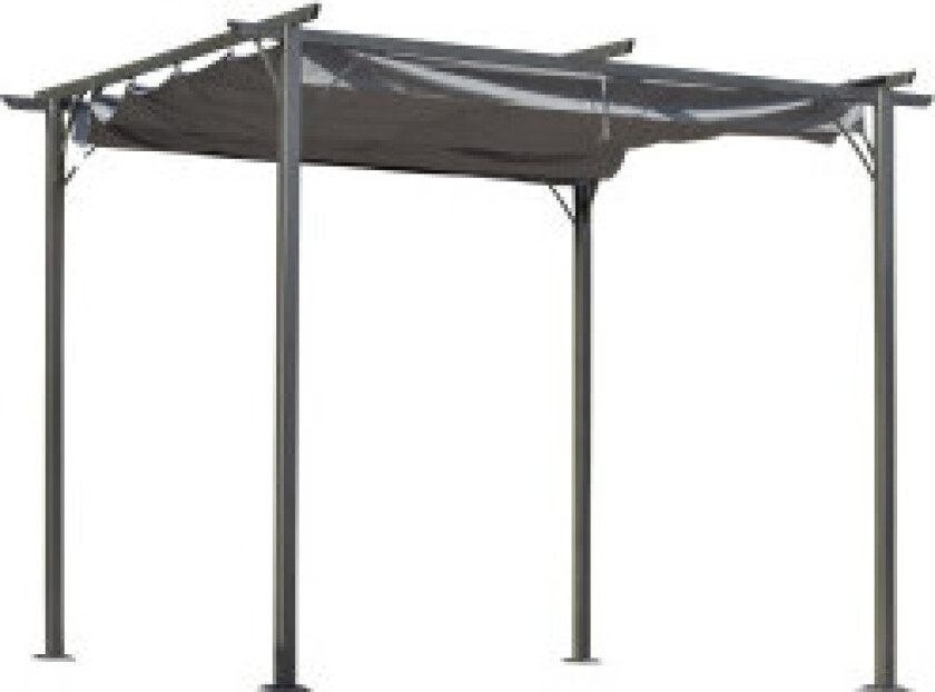 Pergola Vanntett Lysthus 3 X 3 M Terrassetak Med Skyvetak, Uv-Beskyttelse For Hage Metall Svart + Grå