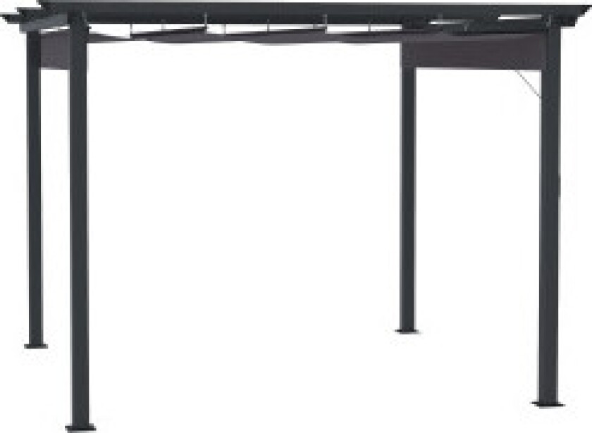 Pergola 2,95 X 2,95 M Gazebo Uteplass Med Skyvetak Aluminium Polyester Grå