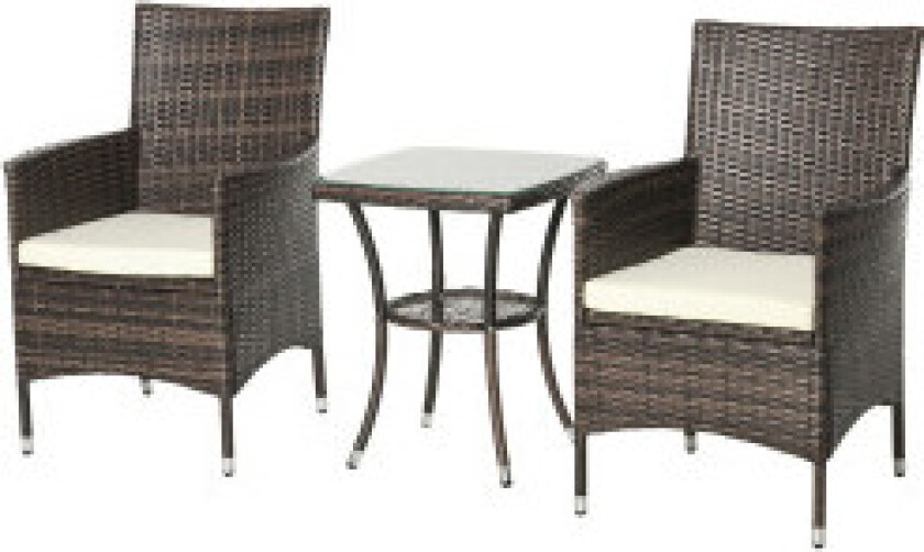 Balkongmøbelsett Setepute Brun 60X58.5X89.5Cm Sammenleggbar Rattan Bistrosett