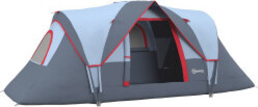 5-6 Personer Telt Camping Telt Med Knagger Tunnel Telt Kuppel Telt Polyester Grå 4,55 X 2,3 X 1,8 M