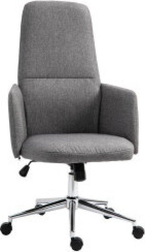 Kontorstol Svingstol Med Vippefunksjon, Armlen, Høydejusterbar, Ergonomisk, Kunstig Lin, Metall, Grå, 61X67X112,5-120,5Cm