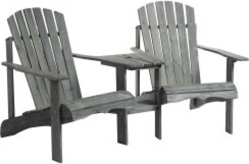 Adirondack Hagestol Med Bord Og Paraplyhull 2 Seter Hagestol Sittegruppe Hagemøbler Til Balkong Heltre Grå 178 X 87 X 92 Cm