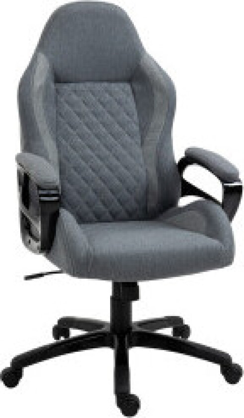 Kontorstol Lederstol Med Massasjefunksjon Spillestol Ergonomisk Høydejusterbar Grå