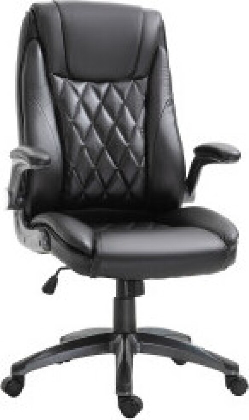 Kontorstol, Svingstol, Datamaskinstol, Ergonomisk, Vippefunksjon, Høydejusterbar, Nakkestøtte, Polstrede Armlener, Svart