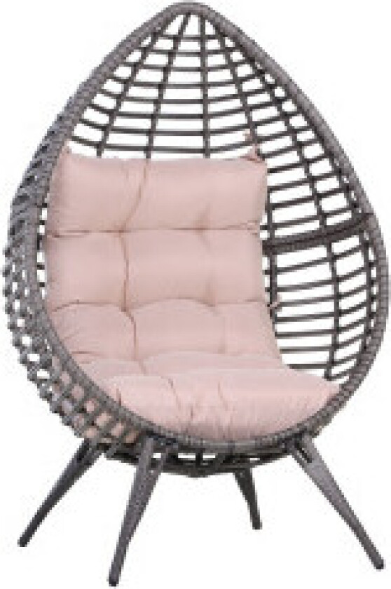 Teardrop Rattan Chair Hagestol Med Setepute Hevet Rottingstol Stålgrå 101 X 89 X 156 Cm