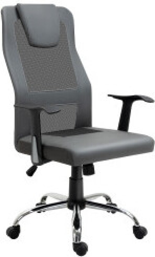 Kontorstol Direktørstol Høydejusterbar, Ergonomisk, Kunstskinn, Grå, 66X73X108-118 Cm