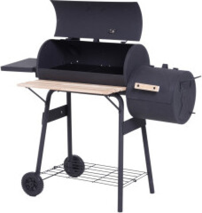 Smoker Grill Bbq Kullgrillvogn Med 2 X Brennkammerskorstein