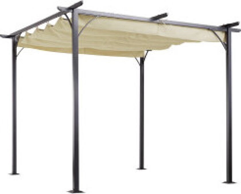 Pergola Vanntett Lysthus 3 X 3 M Terrassetak Med Skyvetak, Uv-Beskyttelse For Hage Aluminium Beige