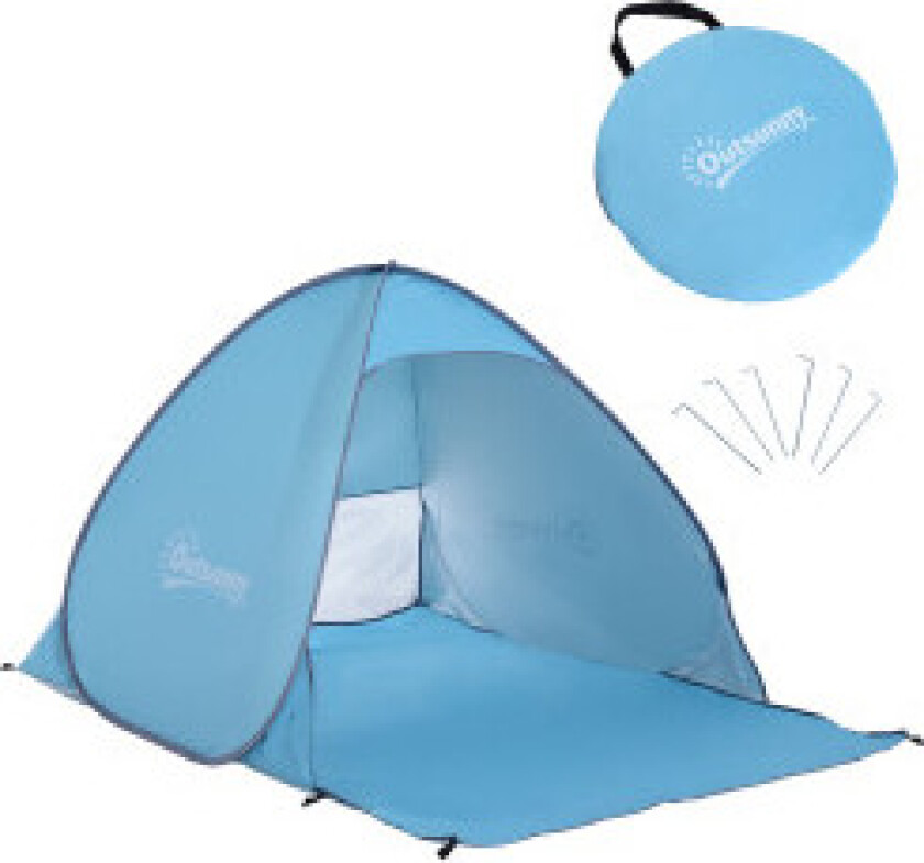 Beach Shelter Quick Assembly Beach Telt Pop Up Telt, Automatisk, Polyester, Blå, 200X150X119Cm