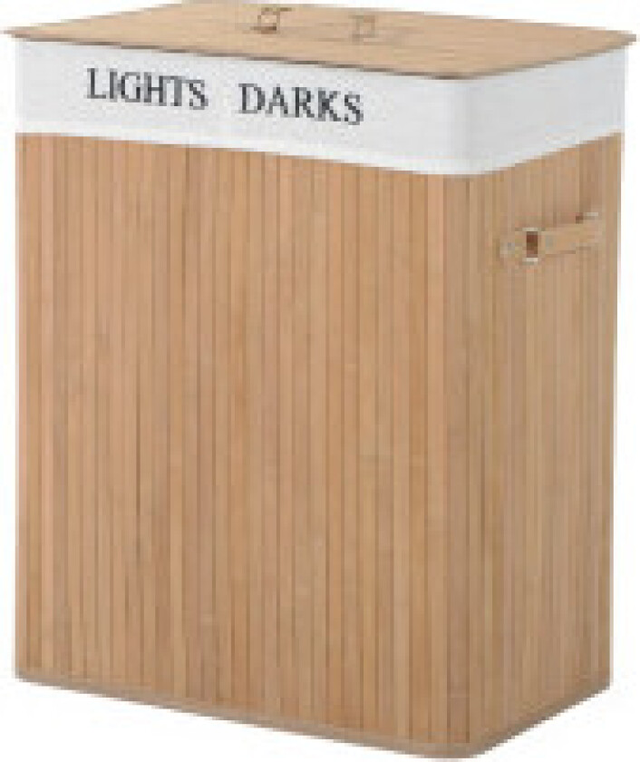 Skittentøyskurv 100L Vaskeboks Vaskeoppsamler Med Lokk, Lerretspose, Bambus, Natur, 52X32X63Cm
