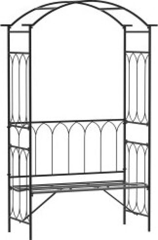 Bilde av Rosebue Med Benk, Rosebenk, Arborbenk, Filosofbenk, Espalier, Hagebenk, Metall, Svart, 115 X 50 X 203 Cm