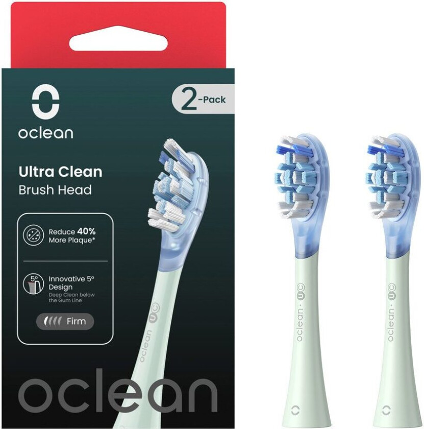 Oclean X Ultra Clean tannbÃ¸rstehoder - GrÃ¸nne - 2 stk