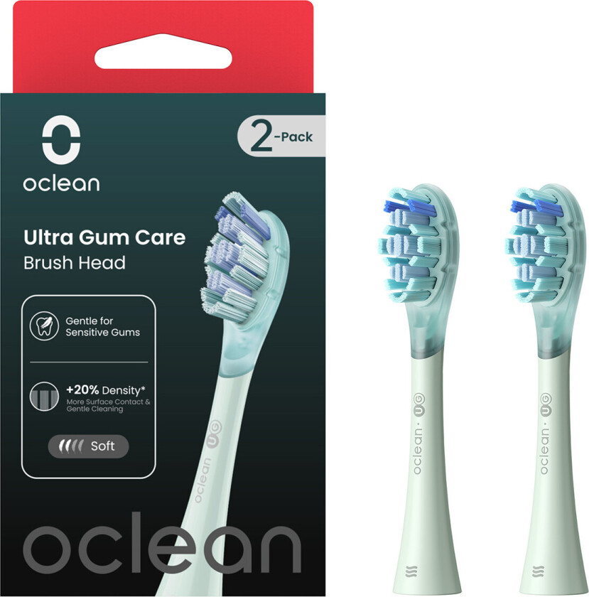 Oclean X Ultra Gum Care Soft TannbÃ¸rstehoder - GrÃ¸nn - 2 stk