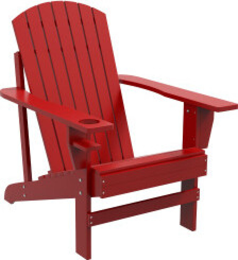 Adirondack Hagestol Med Koppholder Hageseng Balkongstol Heltre Rød 72 X 94 X 93 Cm