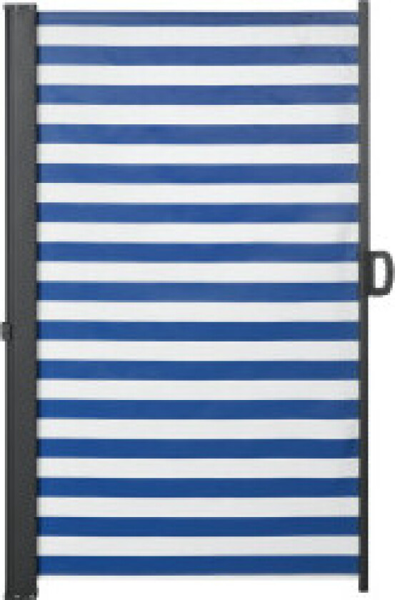 Uttrekkbar Sidemarkise, 300X160 Cm Personvernskjerm, Hagemarkise Med Uv-Beskyttelse, Vindbeskyttelse, Polyester, Blå+Hvit