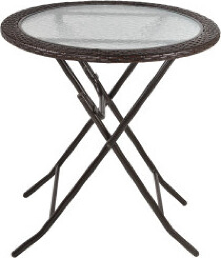 Bilde av Campingbord Sammenleggbart Bord Rundt Rottingdekor Stål Brun Ø68Cm