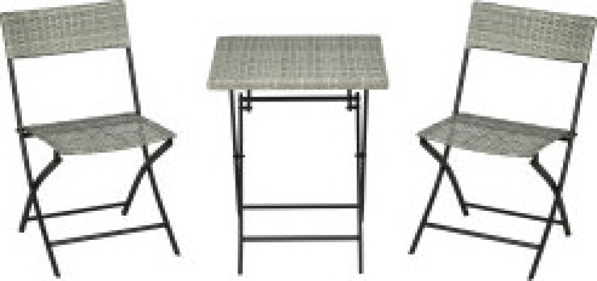 3 Stk. Balkongmøbelsett For Rotter, Bistrosett Med 2 Sammenleggbare Stoler, Klappbord, Hagemøbelsett, Sittegruppe, Sittegruppe,
