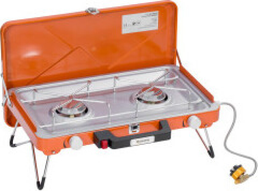 Gassgrill Bordgrill Bbq 2 Brennere Sammenleggbar Slangeregulator Rustfritt Stål Metall Oransje 46,5X33,5X17,4Cm