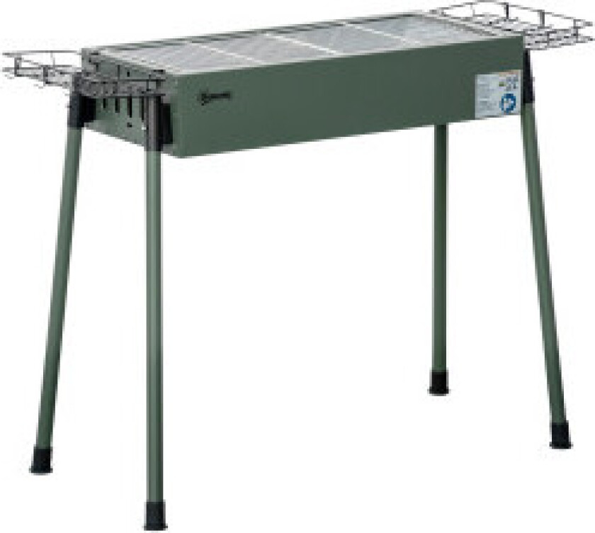 Kullgrill Campinggrill Med Grillrist, Grillristklemme, Sidekurver, Rustfritt Stål + Galvanisert Metall, Mørkegrønn