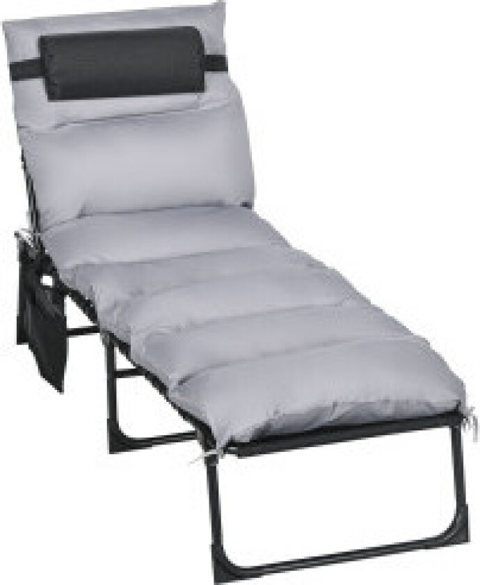 Feltseng, Sammenleggbar Seng, Campingseng Med Bag, Justerbar Med Puter Opp Til 120 Kg, Lys Grå, Stål, Polyester, 58 X 189 X 32,5