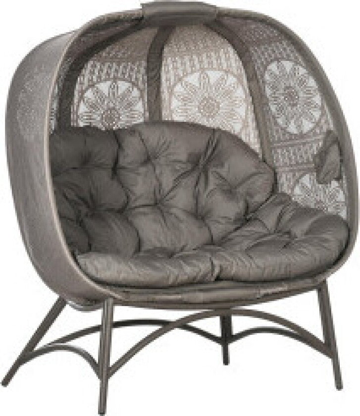 Hagestol 2-Seters Kurvstol Med Sammenleggbar Kurv Papasan Stol Med Pute Lounge Stol For Balkong Patio Stål Sand 126 X 75 X 142 C