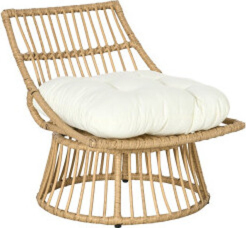 Rat Svingstol, Kurvstol, Hagestol Med Polstret Pute, Justerbar Fotstøtte, Aluminium, Polyester, Natur + Krem, 65 X 70 X 66 Cm