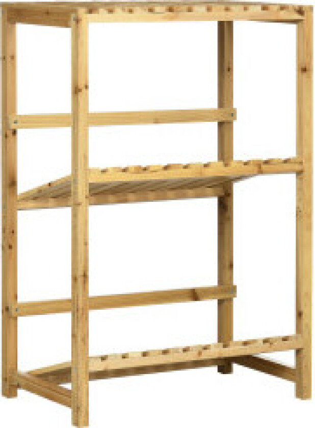 Vinstativ Flaskestativ, Vinholder Med 2 Skråhyller, Stående Hylle For Uteplass Og Hage, Naturlig, 74X45X111 Cm
