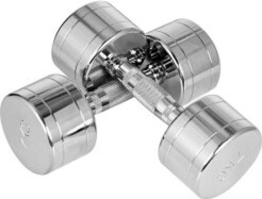 Bilde av Metallhantler Sett Med 2 Stk 2 X 7 Kg Manualer Med Riflet Håndtak, Kompakt Form, Sklisikre Treningshantler, Sølv, 24X9X9 Cm