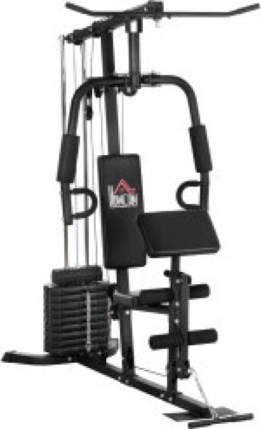 Bilde av Multigym Treningsstasjon Med Lat Nedtrekk Og Sommerfuglstang Og 45 Kg Vekter Styrketrening Stål Kunstskinn Svart 180 X 108 X 200