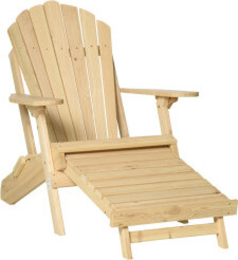 Adirondack Hagestol Med Fotstøtte Sammenleggbar Hagestol Utendørs Hagemøbler Naturlig Furu 78 X 140 X 94 Cm