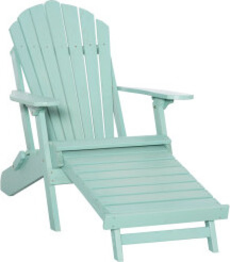 Adirondack Hagestol Med Fotstøtte Sammenleggbar Hageseng Utendørs Hagemøbler Furutre Grønn 78 X 140 X 94 Cm