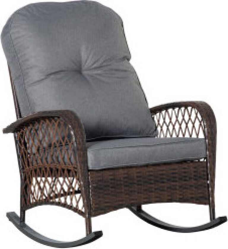 Poly Rattan Gyngestol Gyngestol Hagestol Med Pute Loungemøbler Hagemøbler Terrassemøbler Brun 75 X 103 X 96 Cm