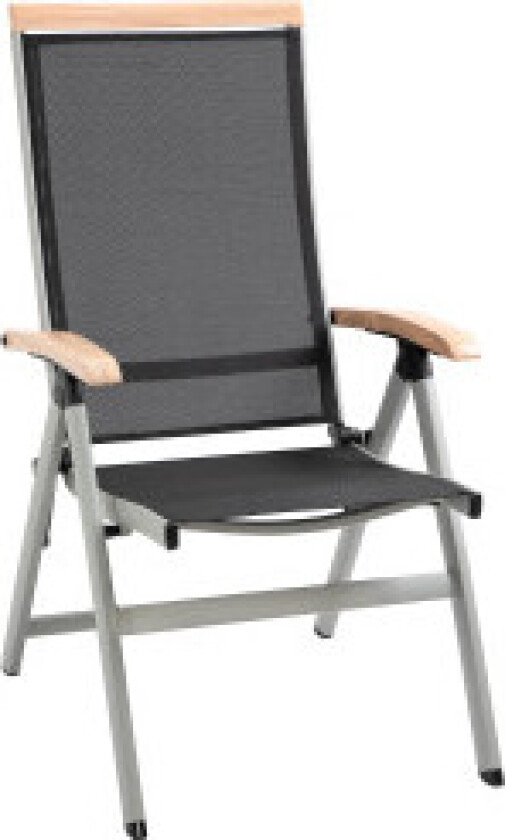 Sammenleggbar Stol Hagestol Aluminium Mesh Svart Sølv Ryggstøtte Armlen 61X64X112Cm