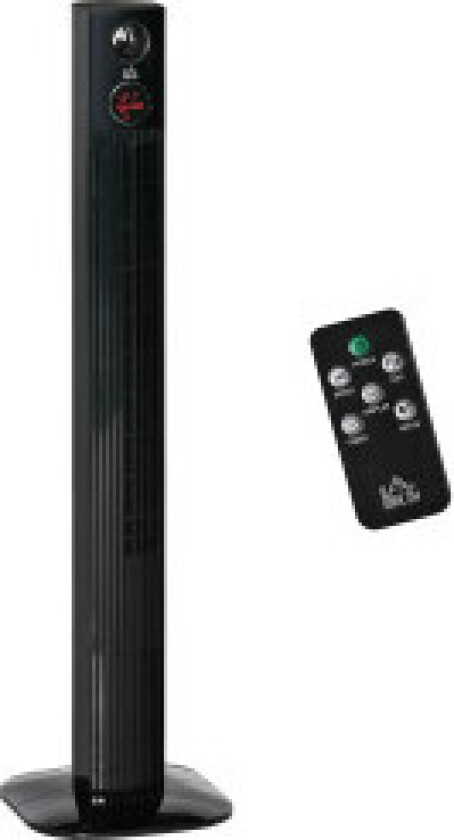 Tower Fan Kolonnevifte Med Fjernkontroll, Aroma Diffuser, Timer, 3 Nivåer, 45W, 70° Oscillation, Black