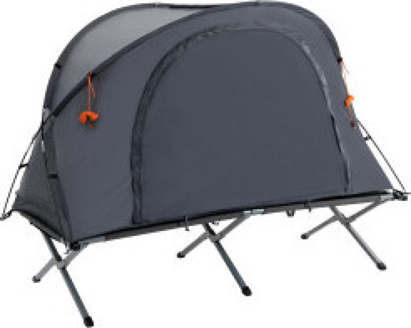 Campingseng Med Telt Hevet Feltseng For 1 Person Kuppeltelt Med Luftmadrass Inkl. Bærepose Grå 200 X 86 X 147 Cm