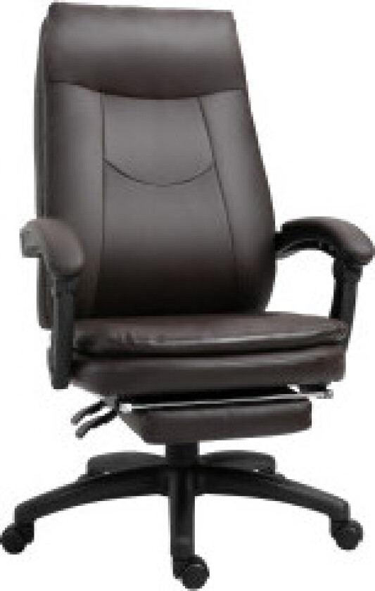 Swivel Office Chair, Executive Chair, Ergonomisk Med Fotstøtte, Polstret Ryggstøtte, Brun, 64X64X112-120Cm