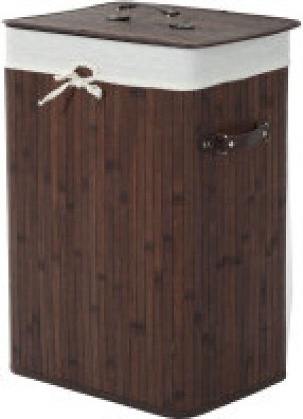 Bilde av Skittentøyskurv Med Lokk 72L Vaskekurv Sammenleggbar Vaskbar Vaskepose Bambus Med Håndtak Mørkebrun 40X30X60Cm